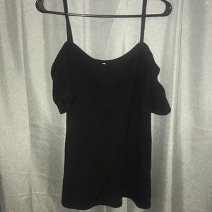 Black Cold Shoulder Women's Blouse